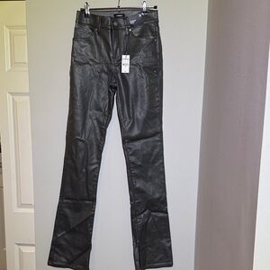 Express Sparkly Silver/ Dark Grey Flare faux leather like -  Women's Pants